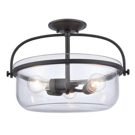 ELK SHOWROOM Wentworth 17'' Wide 3Light Semi Flush Mount, Matte Black 89443/3